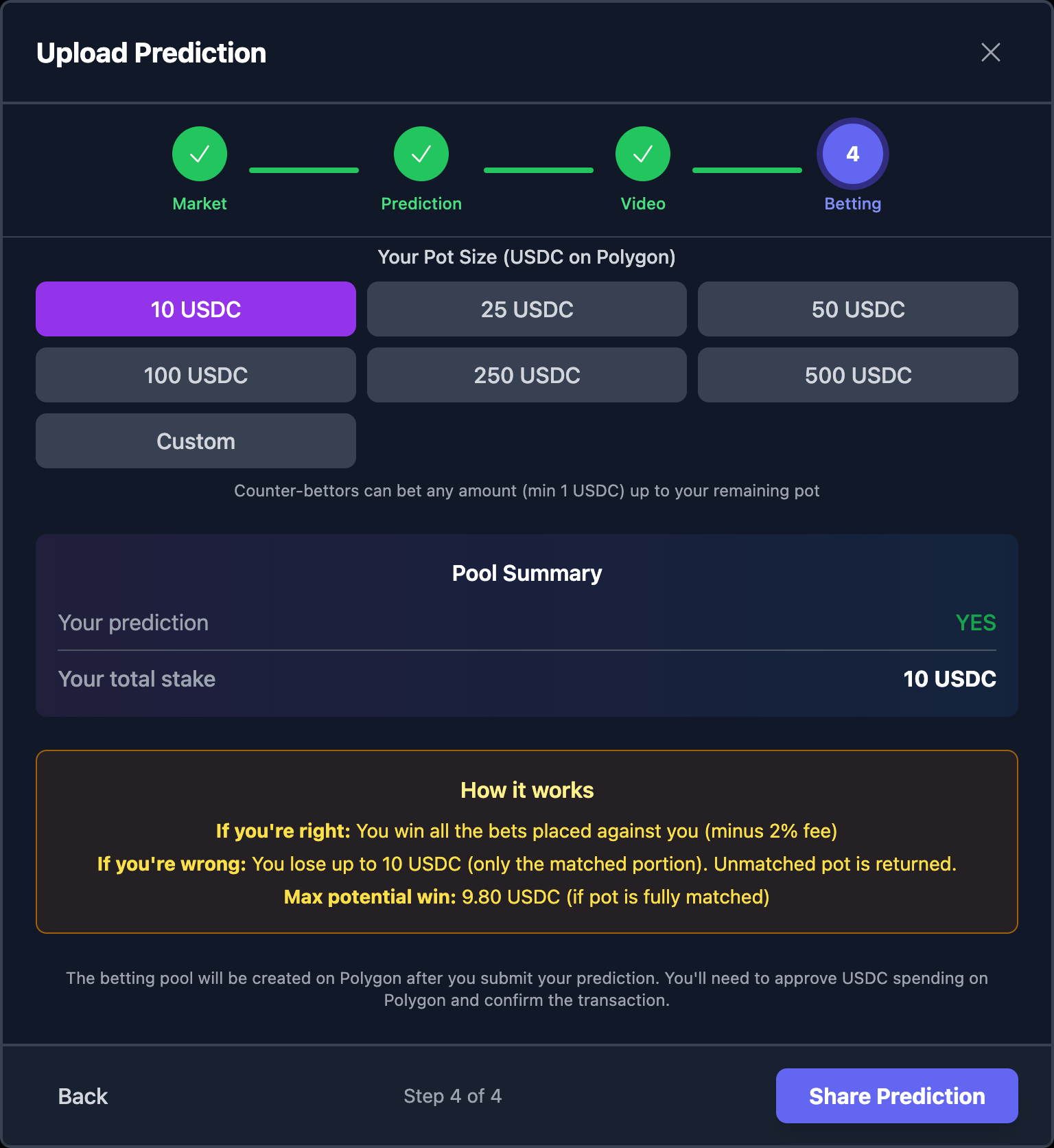 Screenshot of the review and submit step